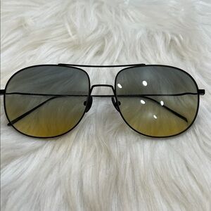 Akita Torrey Aviator Gradient Lens Sunglasses - Black Frame, Yellow-Gray Lenses